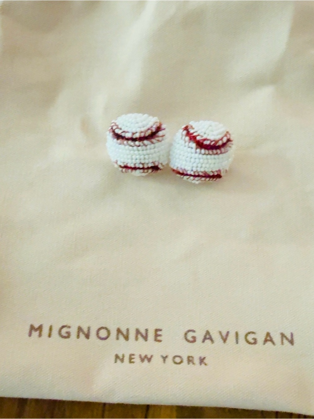 Mignonne Gavigan Hand Beaded Baseball Stud Earrings | Bag Included